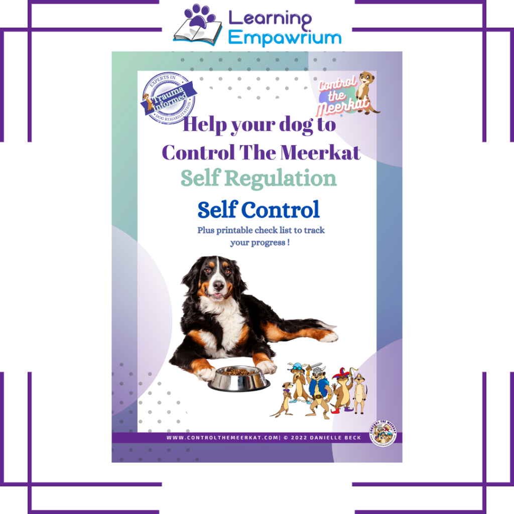 A dog with a bowl of food and the words help you control the self - regulation self - control.