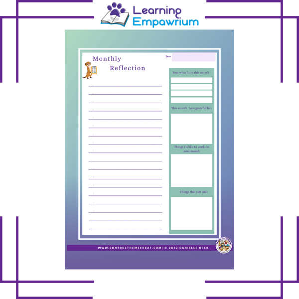 A purple and purple notebook with the words learning emprenium.