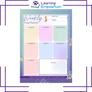 A weekly planner with a purple background.