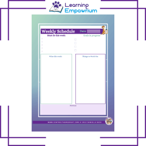 A weekly schedule for a child with a purple frame.