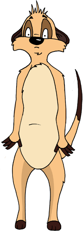 A cartoon meerkat standing on its hind legs.