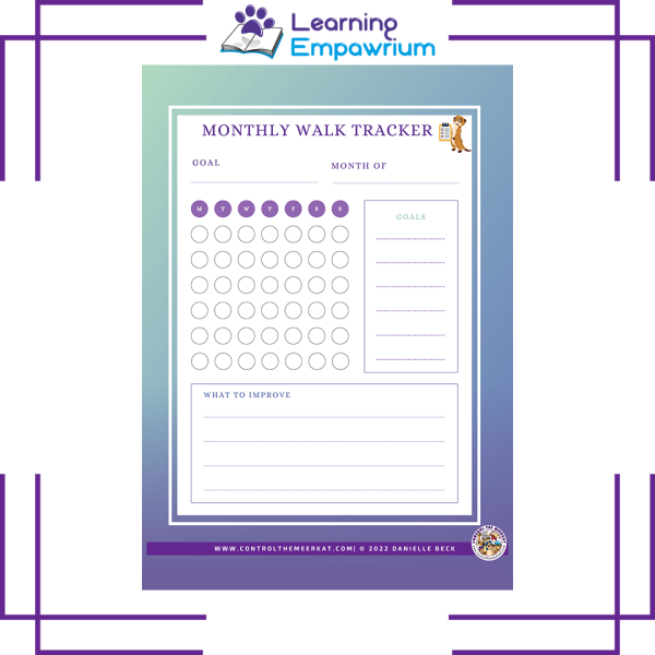 A purple and purple calendar with the words'monthly walk teacher'.