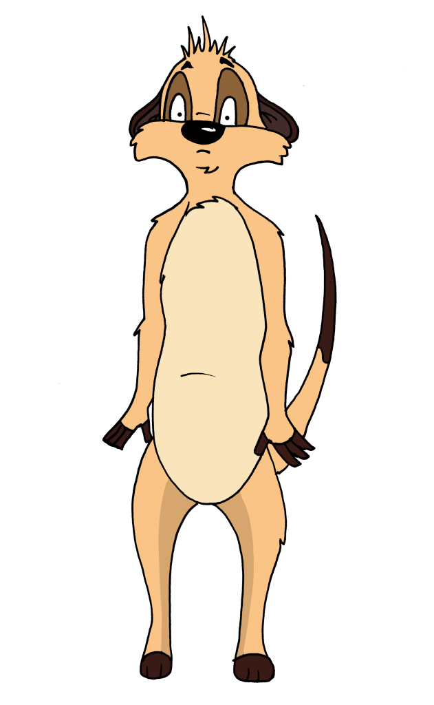 A cartoon meerkat demonstrating understanding of dogs.