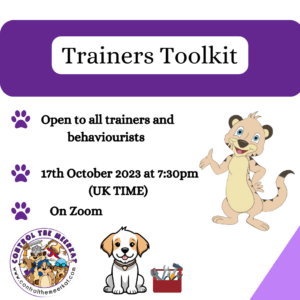 Trainers Toolkit Zoom session poster on 17th october 2023 at 7:30pm
