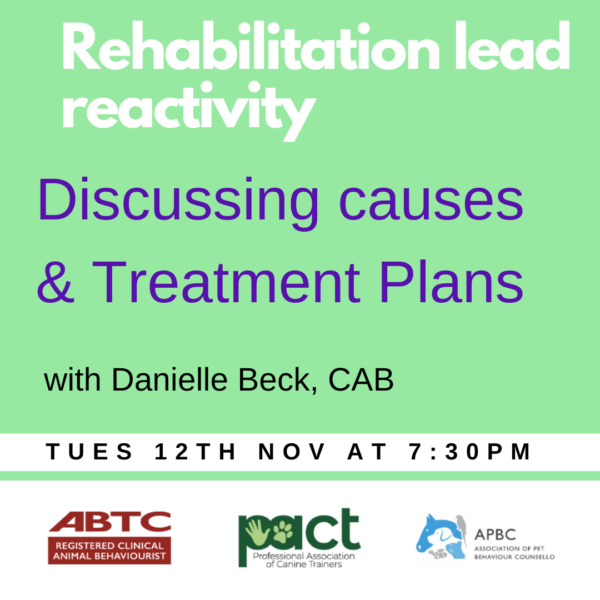A Reactivity towards people – Discussing causes & Treatment Plans Tuesday 15th October (Copy) discussing the causes and treatment plans of rehabilitation lead reactivity in people.